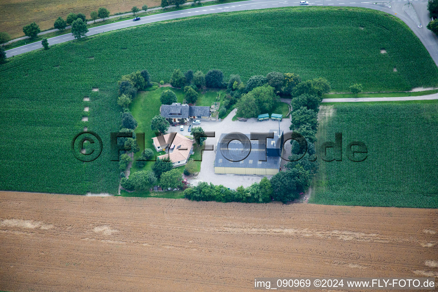 Aerial photograpy of Rexhof in Altrip in the state Rhineland-Palatinate, Germany