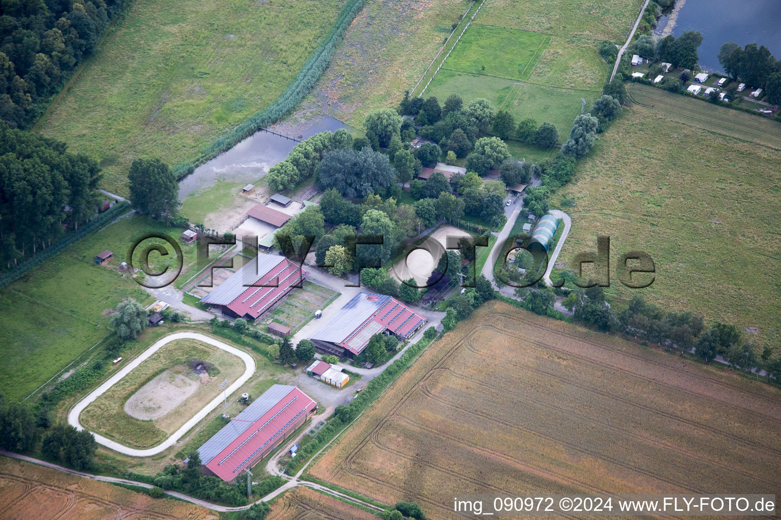 Altrip in the state Rhineland-Palatinate, Germany from the drone perspective