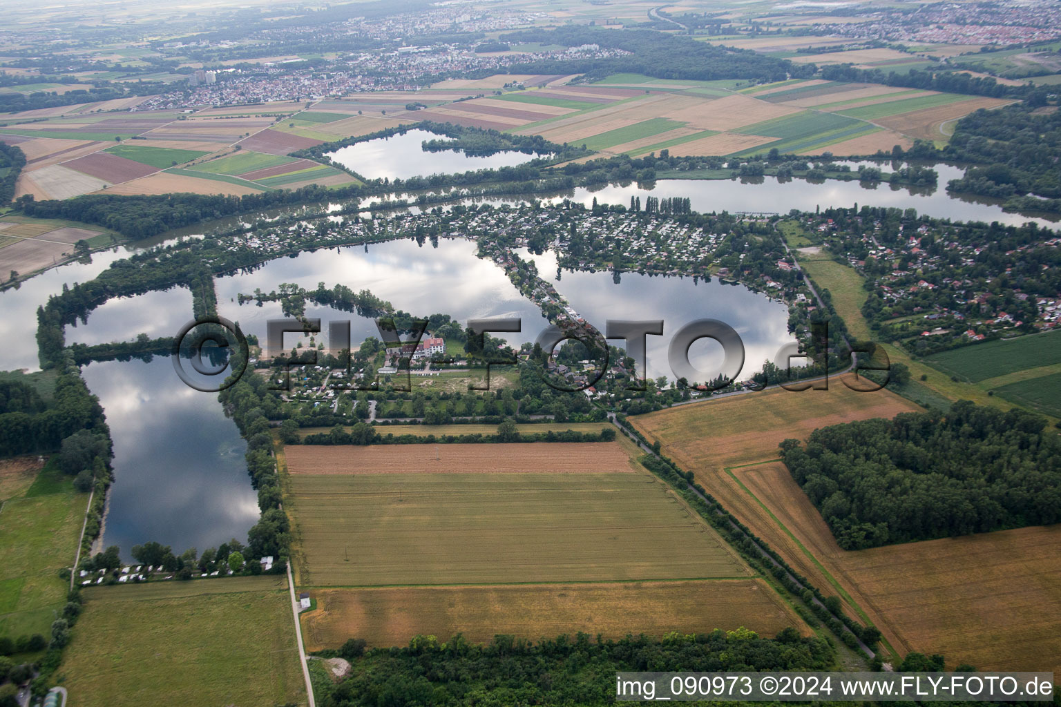 Aerial view of Blue Adriatic in Altrip in the state Rhineland-Palatinate, Germany