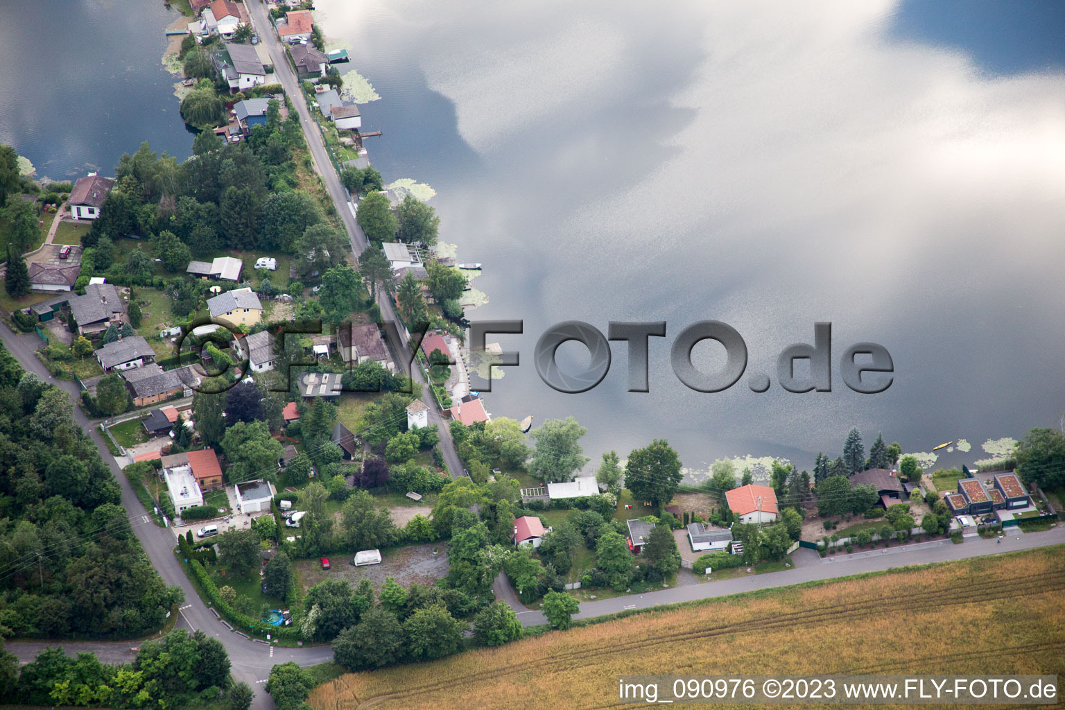 Aerial photograpy of Blue Adriatic in Altrip in the state Rhineland-Palatinate, Germany
