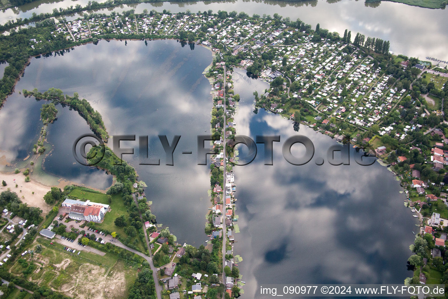 Oblique view of Blue Adriatic in Altrip in the state Rhineland-Palatinate, Germany