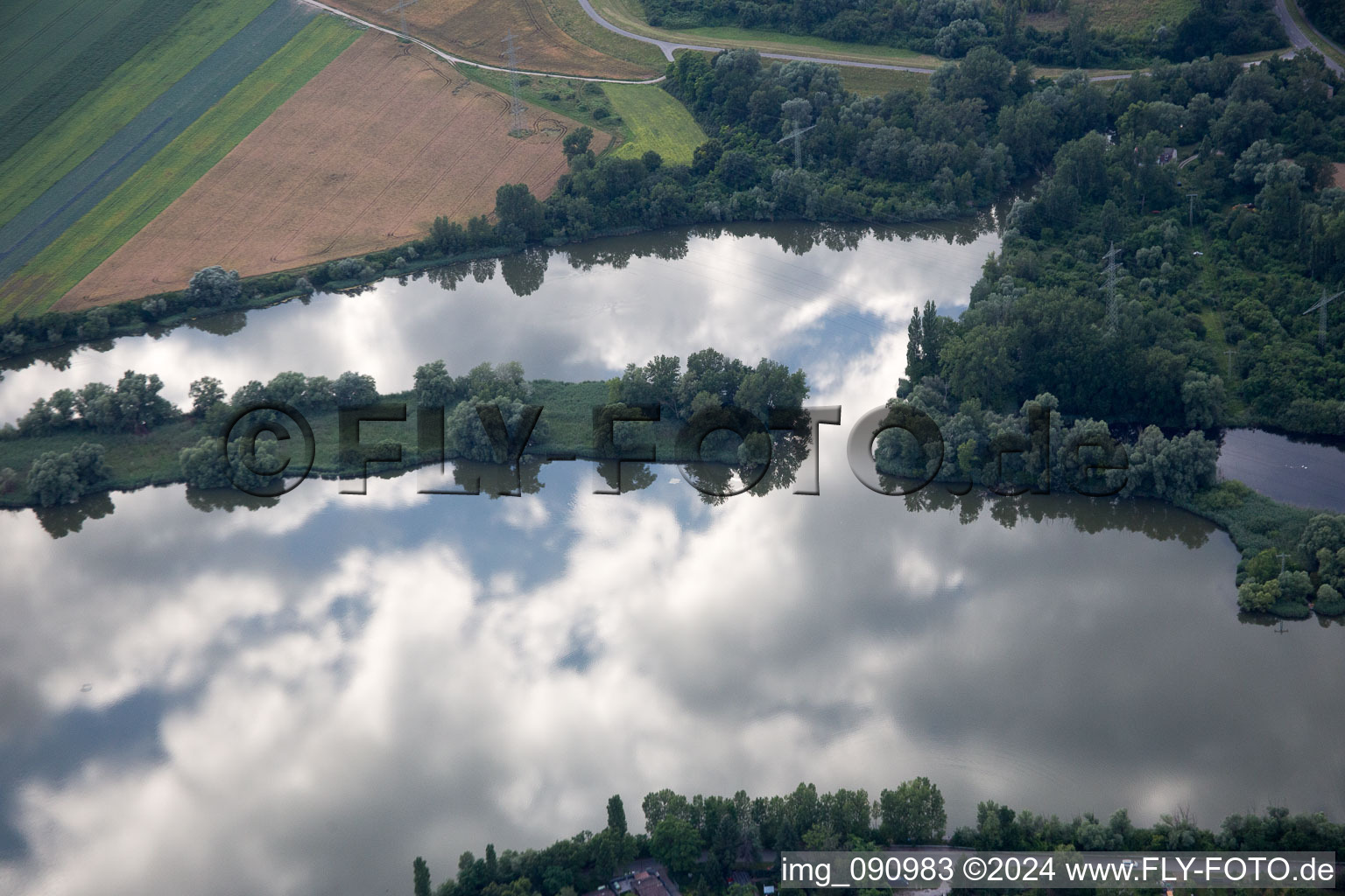 Bird's eye view of Blue Adriatic in Altrip in the state Rhineland-Palatinate, Germany
