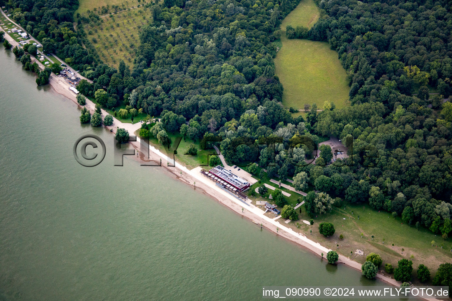 Rhine beach in the district Niederfeld in Mannheim in the state Baden-Wuerttemberg, Germany