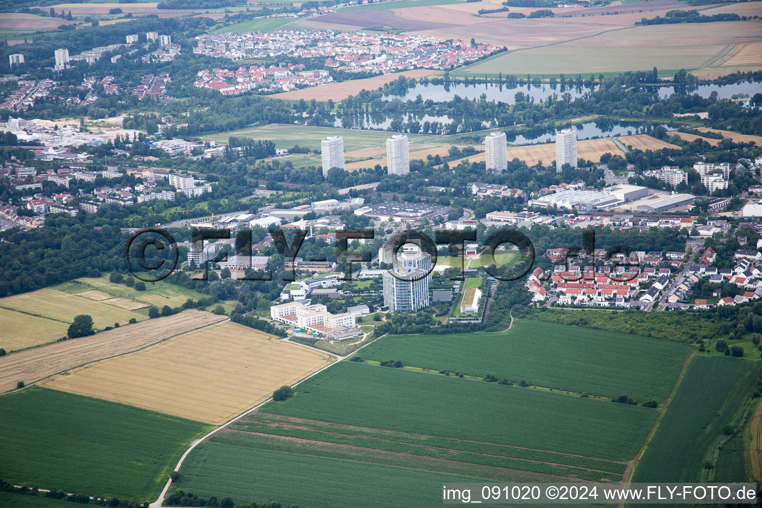 Aerial photograpy of District Oggersheim in Ludwigshafen am Rhein in the state Rhineland-Palatinate, Germany