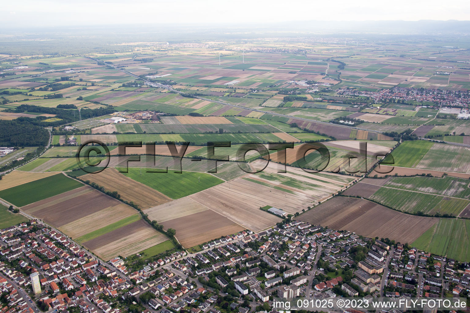 Aerial view of Mutterstadt in the state Rhineland-Palatinate, Germany