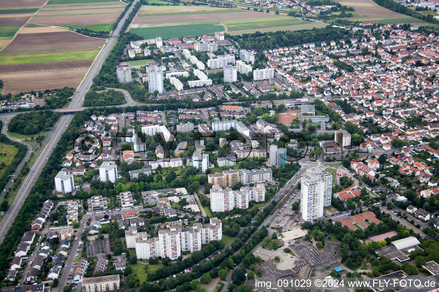 District Oggersheim in Ludwigshafen am Rhein in the state Rhineland-Palatinate, Germany out of the air