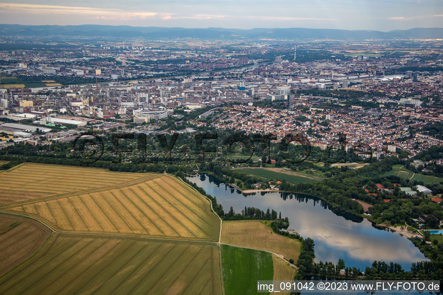 BASF from the west in the district Friesenheim in Ludwigshafen am Rhein in the state Rhineland-Palatinate, Germany