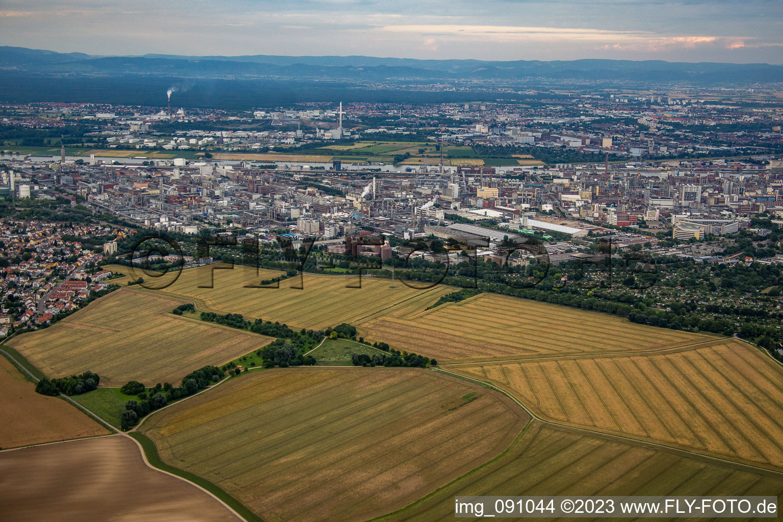 Aerial photograpy of BASF from the west in the district Friesenheim in Ludwigshafen am Rhein in the state Rhineland-Palatinate, Germany