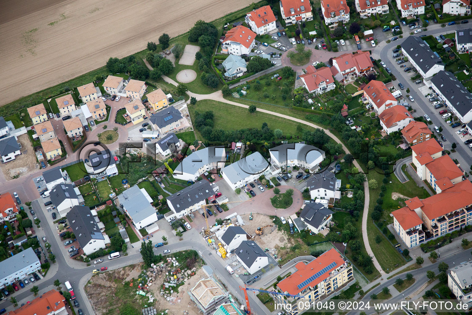 Bird's eye view of District Oggersheim in Ludwigshafen am Rhein in the state Rhineland-Palatinate, Germany