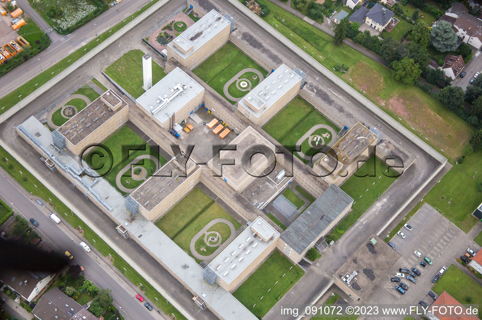 Aerial photograpy of Correctional facility in Frankenthal in the state Rhineland-Palatinate, Germany
