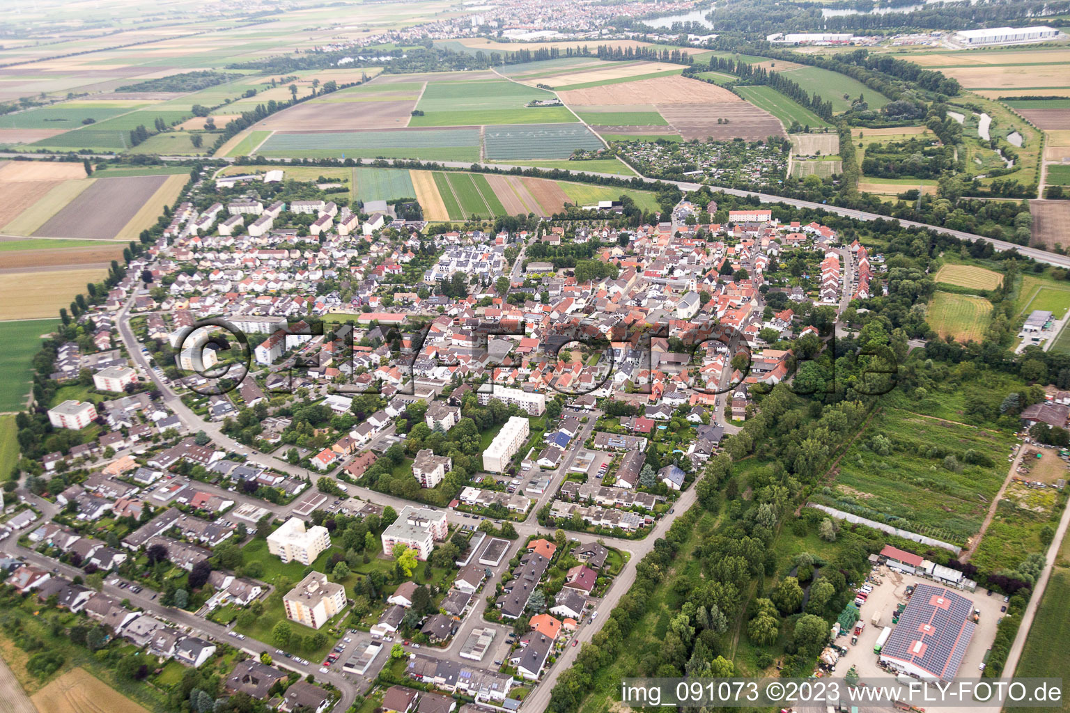 Aerial photograpy of District Mörsch in Frankenthal in the state Rhineland-Palatinate, Germany