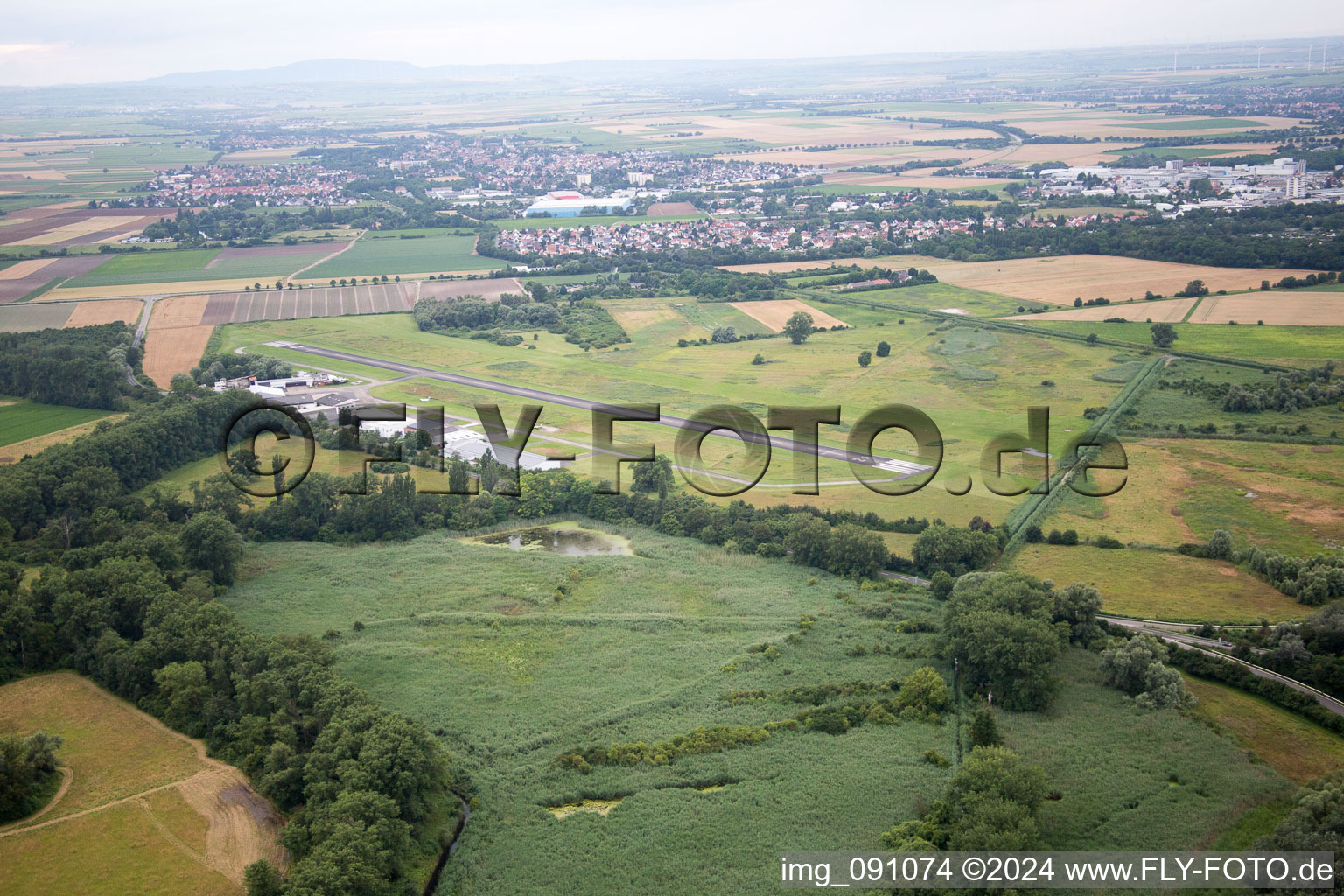 Airport in Worms in the state Rhineland-Palatinate, Germany