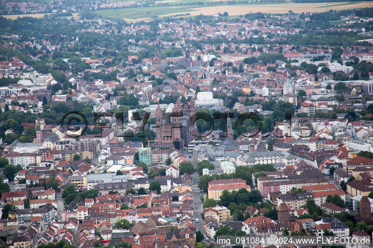 Cathedral in Worms in the state Rhineland-Palatinate, Germany out of the air