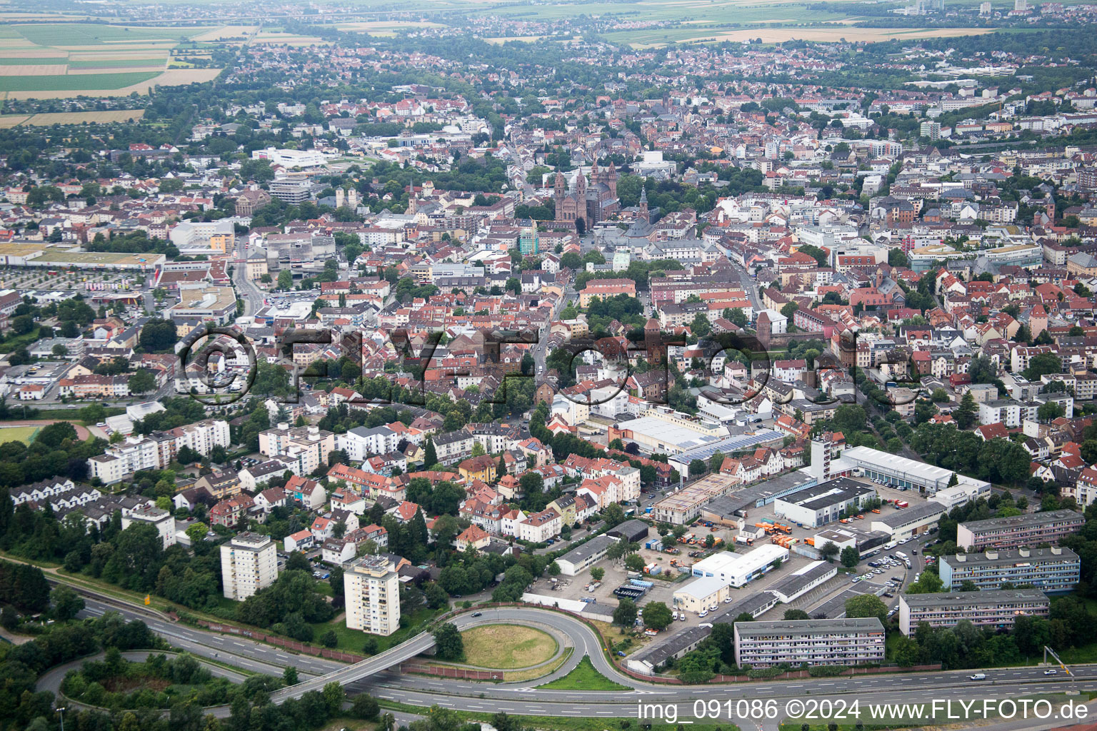 Worms in the state Rhineland-Palatinate, Germany from the drone perspective