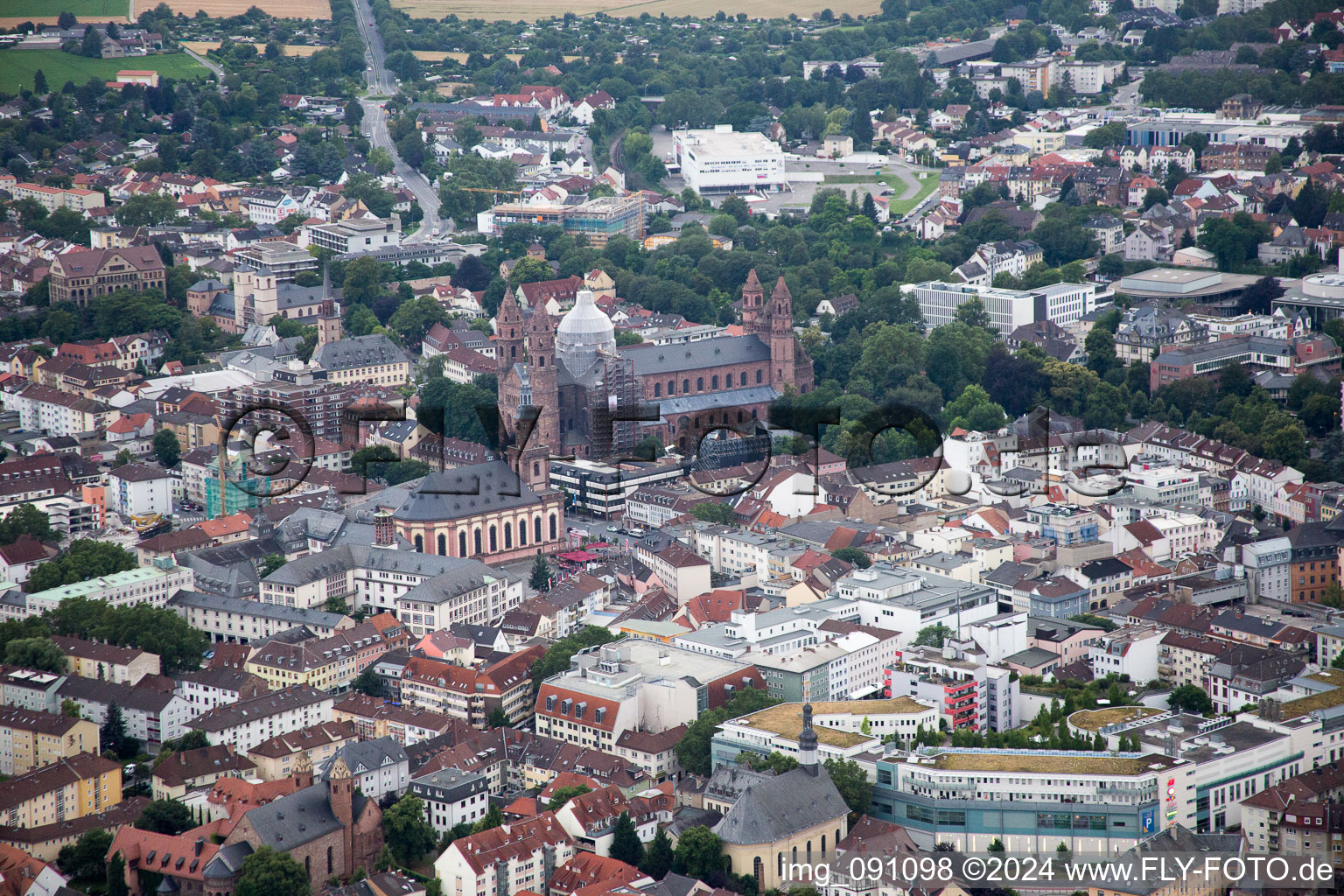 Aerial view of Worms in the state Rhineland-Palatinate, Germany