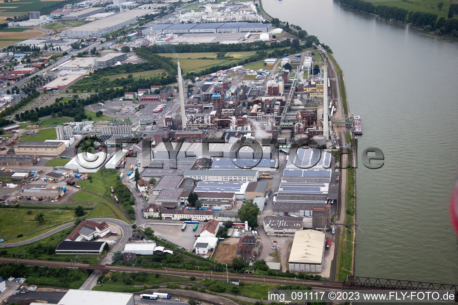 Aerial view of Synthomer Germany in Worms in the state Rhineland-Palatinate, Germany