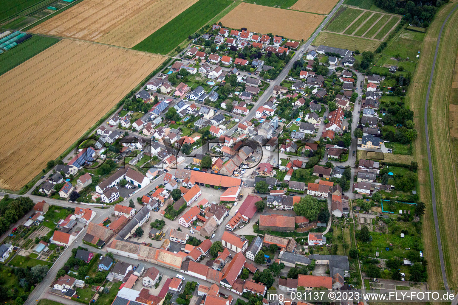 Oblique view of District Ibersheim in Worms in the state Rhineland-Palatinate, Germany