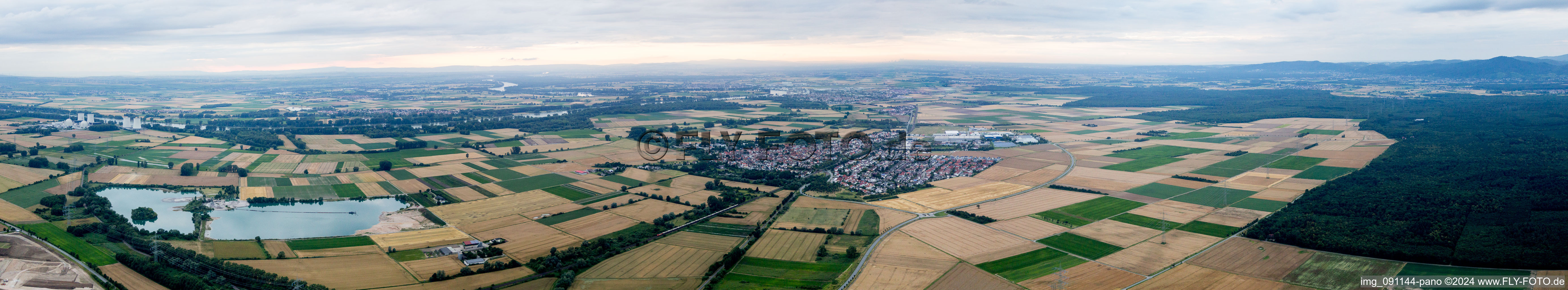 Panorama in Groß-Rohrheim in the state Hesse, Germany