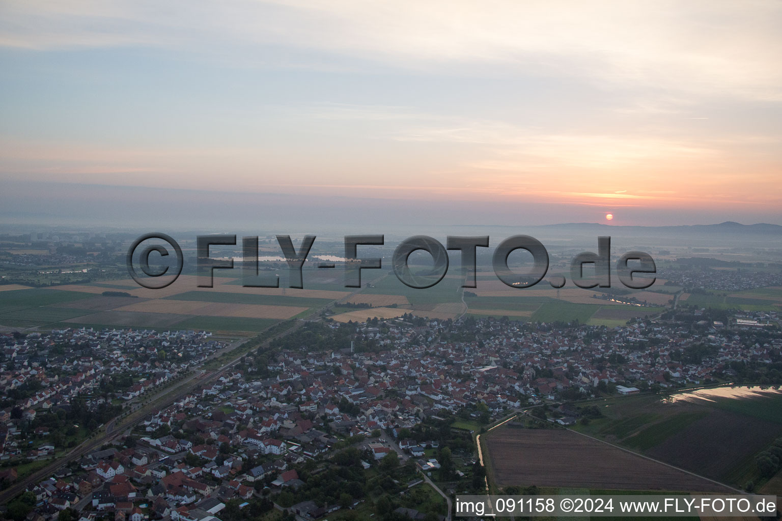 Aerial view of District Hofheim in Lampertheim in the state Hesse, Germany