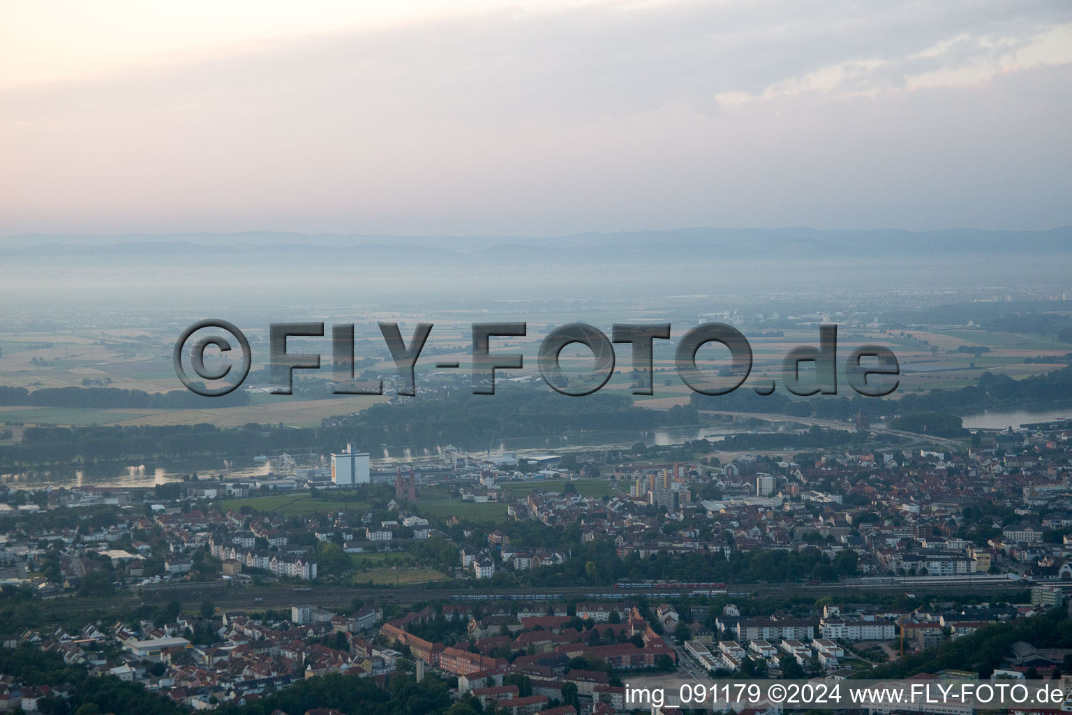 Worms in the state Rhineland-Palatinate, Germany seen from a drone