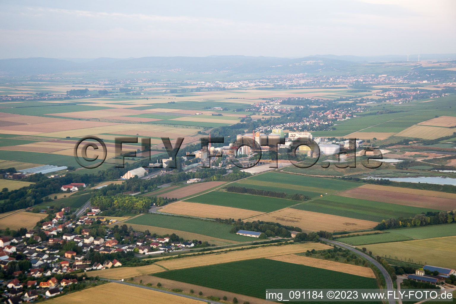 Aerial view of Offstein in the state Rhineland-Palatinate, Germany