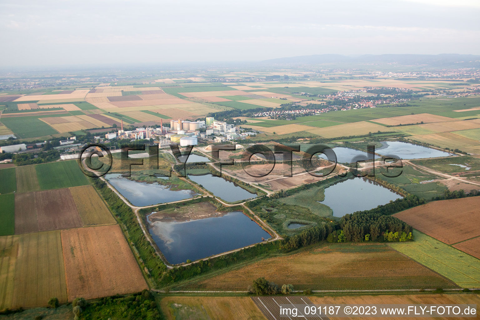 Aerial photograpy of Offstein in the state Rhineland-Palatinate, Germany