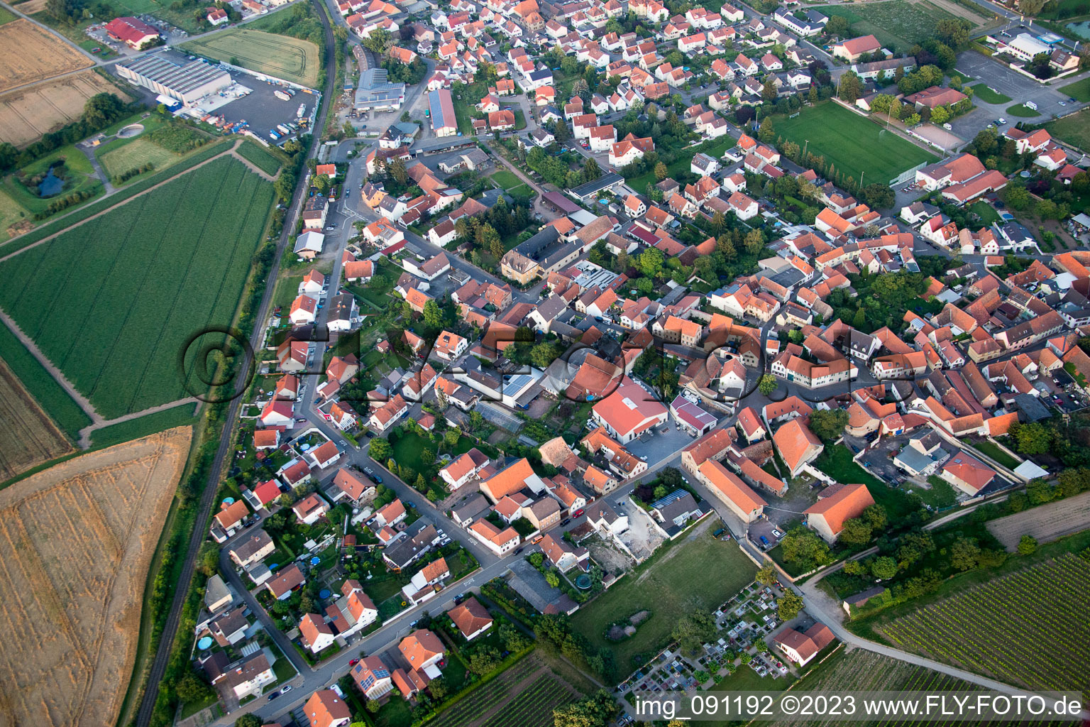 Aerial view of Bockenheim an der Weinstraße in the state Rhineland-Palatinate, Germany