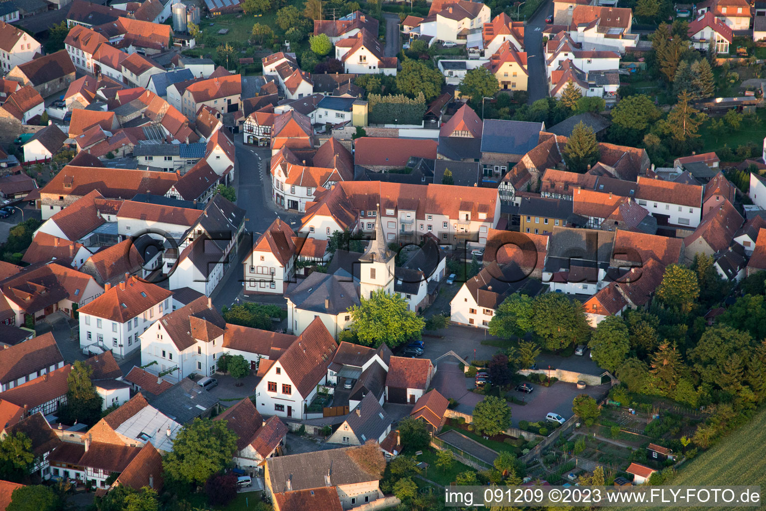 Aerial view of Kerzenheim in the state Rhineland-Palatinate, Germany