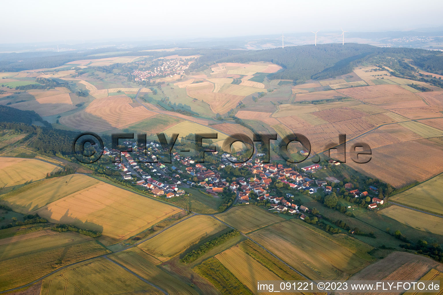 Aerial view of Breunigweiler in the state Rhineland-Palatinate, Germany