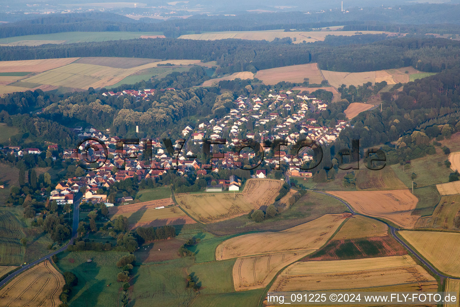 Aerial view of Sippersfeld in the state Rhineland-Palatinate, Germany