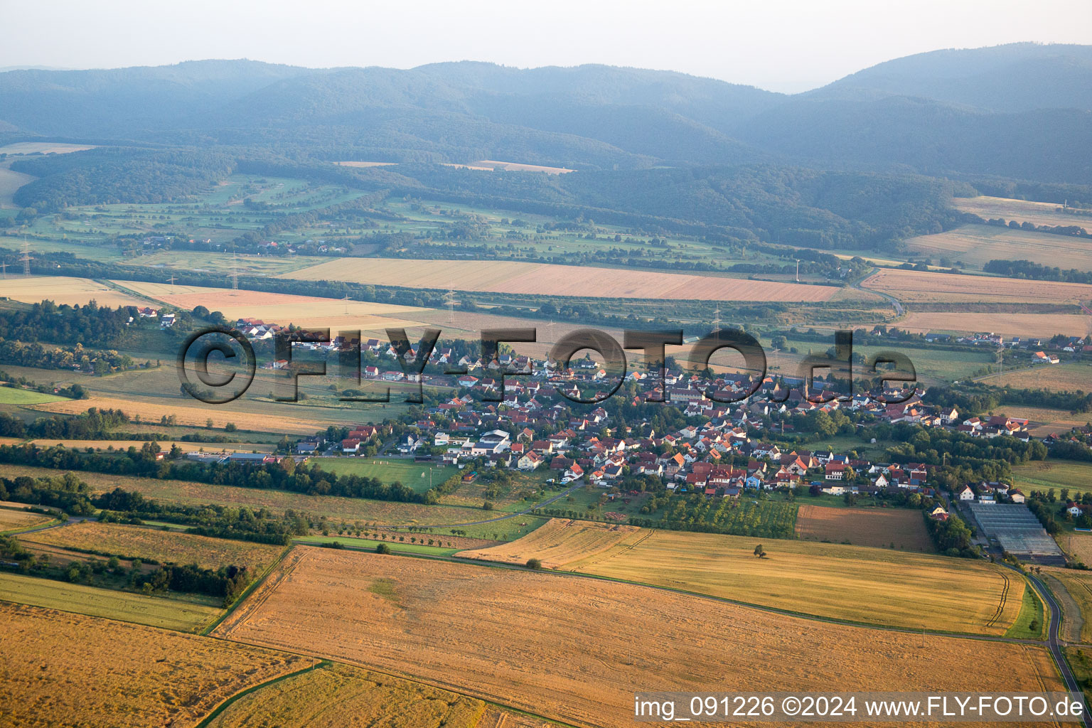 Aerial view of Börrstadt in the state Rhineland-Palatinate, Germany