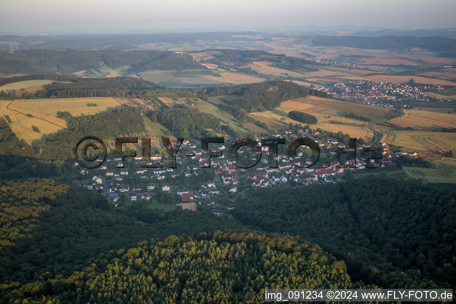 Oblique view of Sippersfeld in the state Rhineland-Palatinate, Germany