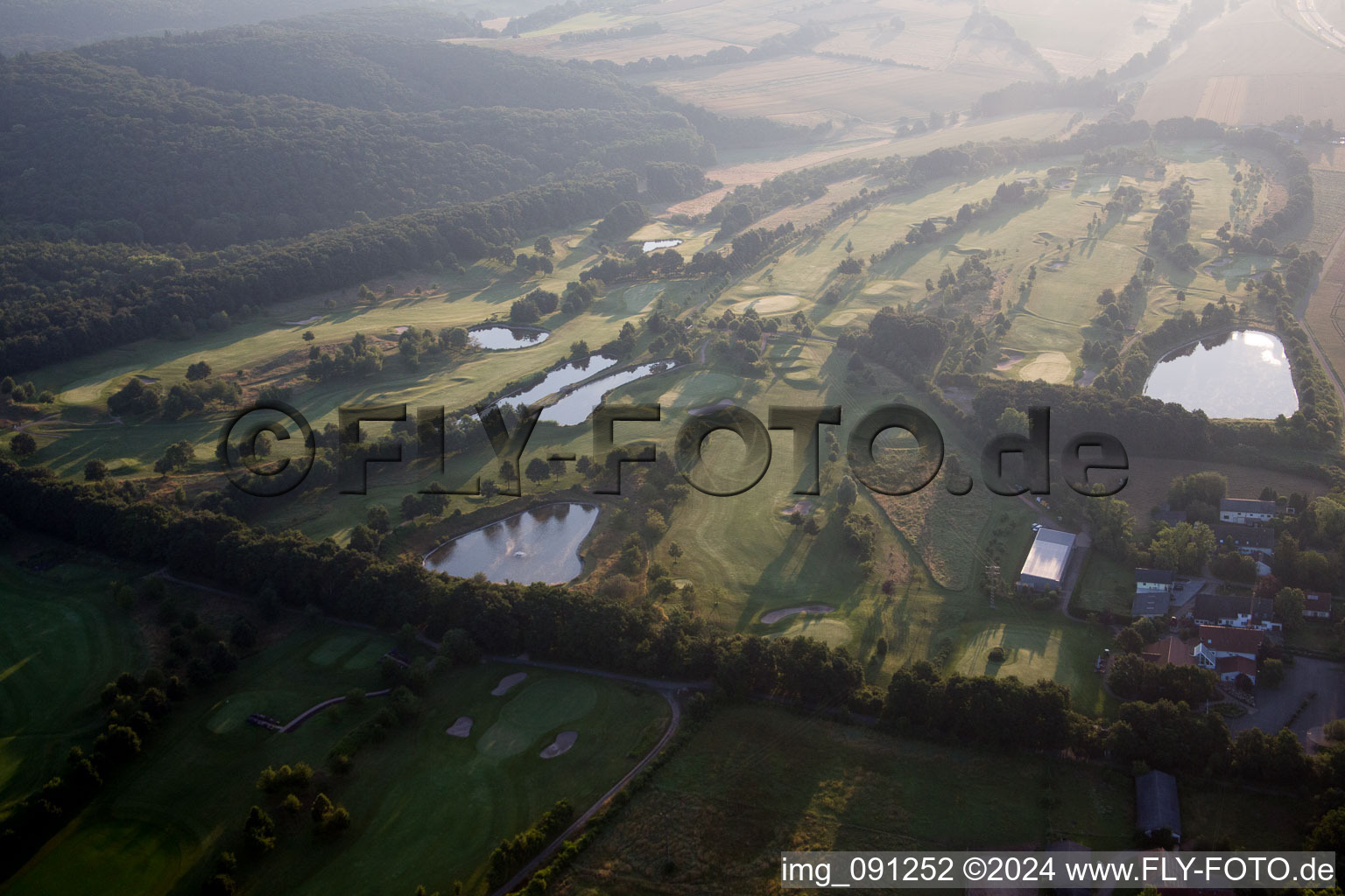 Oblique view of Golf in Börrstadt in the state Rhineland-Palatinate, Germany