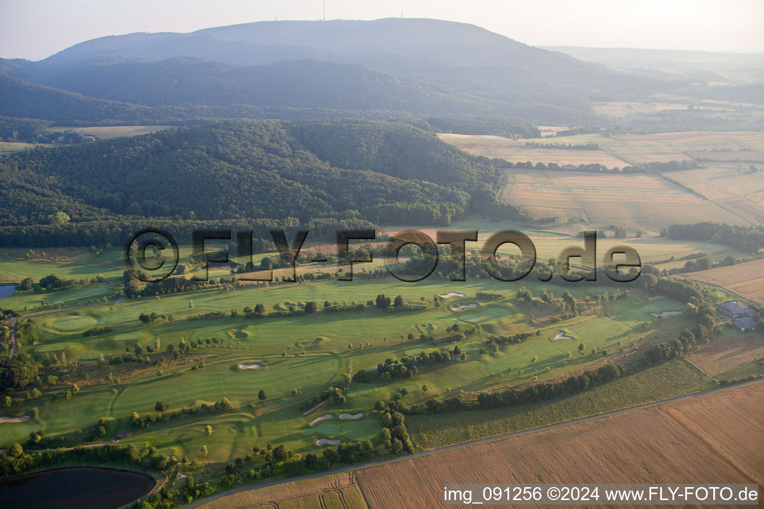 Golf in Börrstadt in the state Rhineland-Palatinate, Germany seen from above