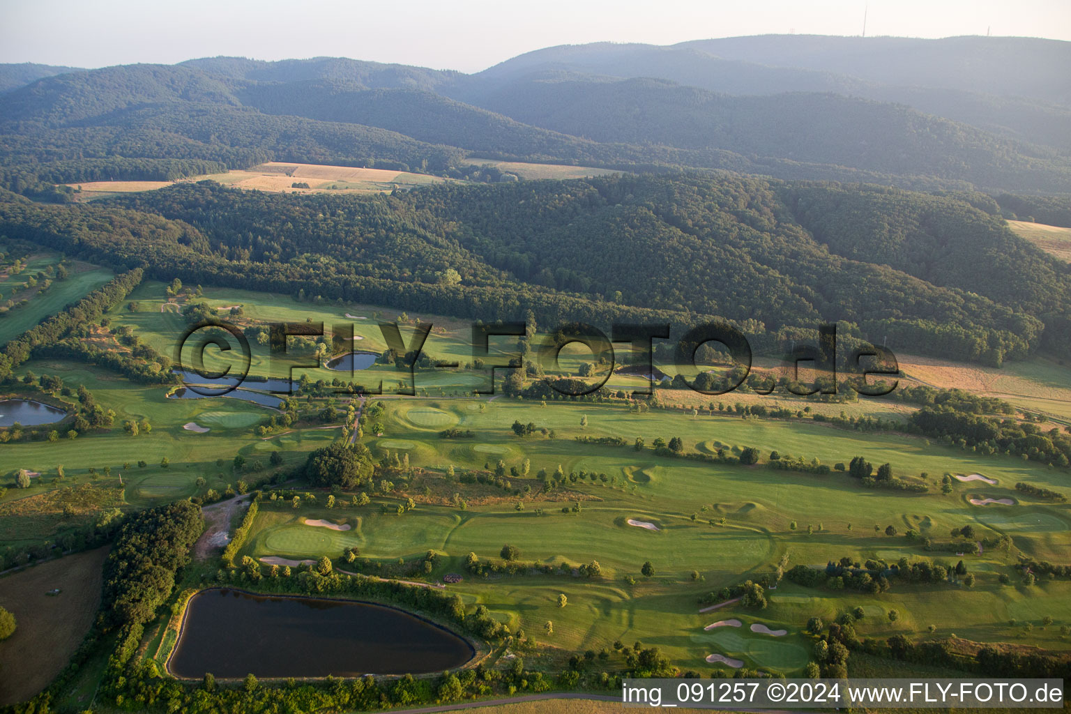 Golf in Börrstadt in the state Rhineland-Palatinate, Germany from the plane