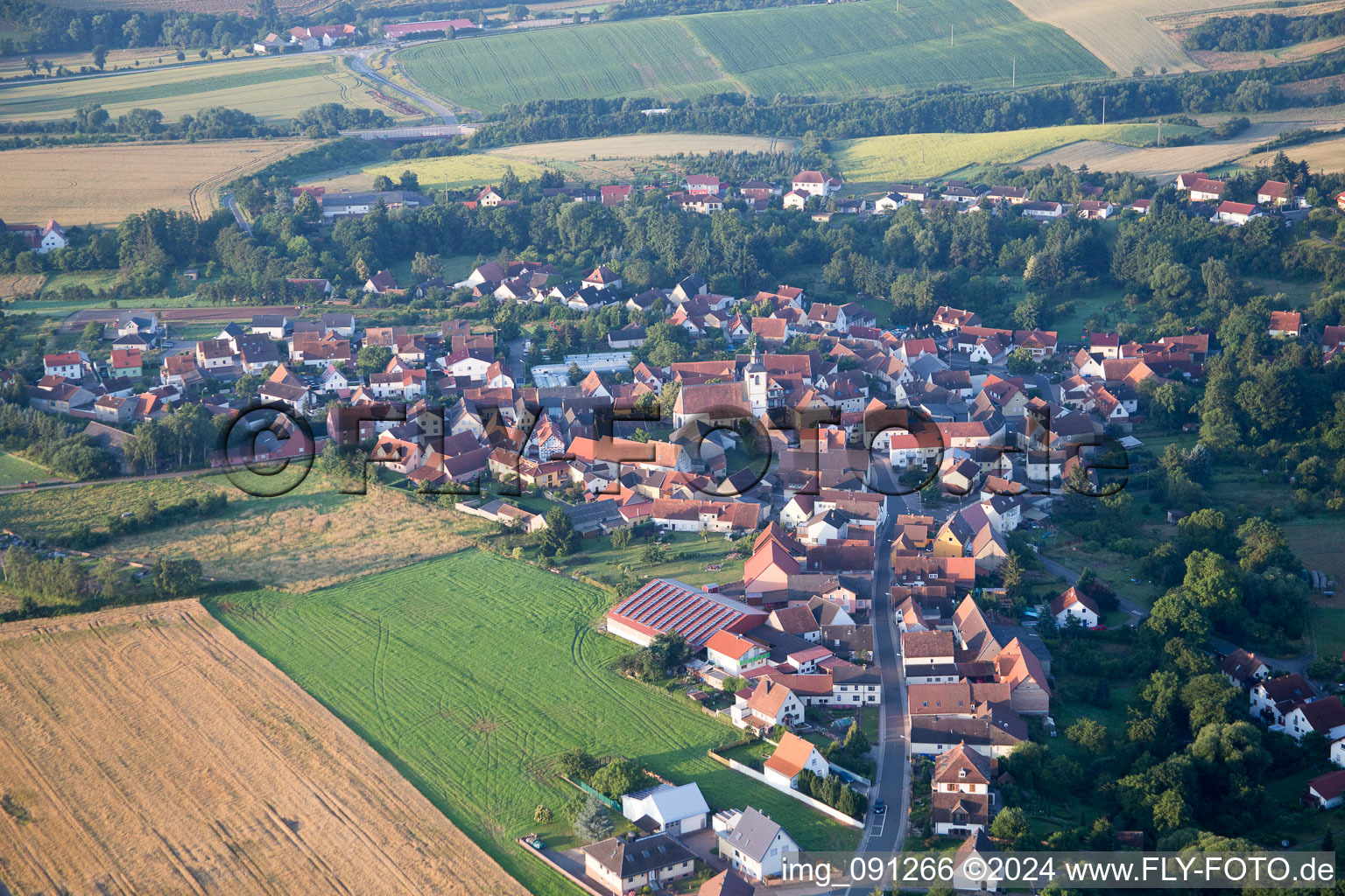 Aerial photograpy of Steinbach am Donnersberg in the state Rhineland-Palatinate, Germany