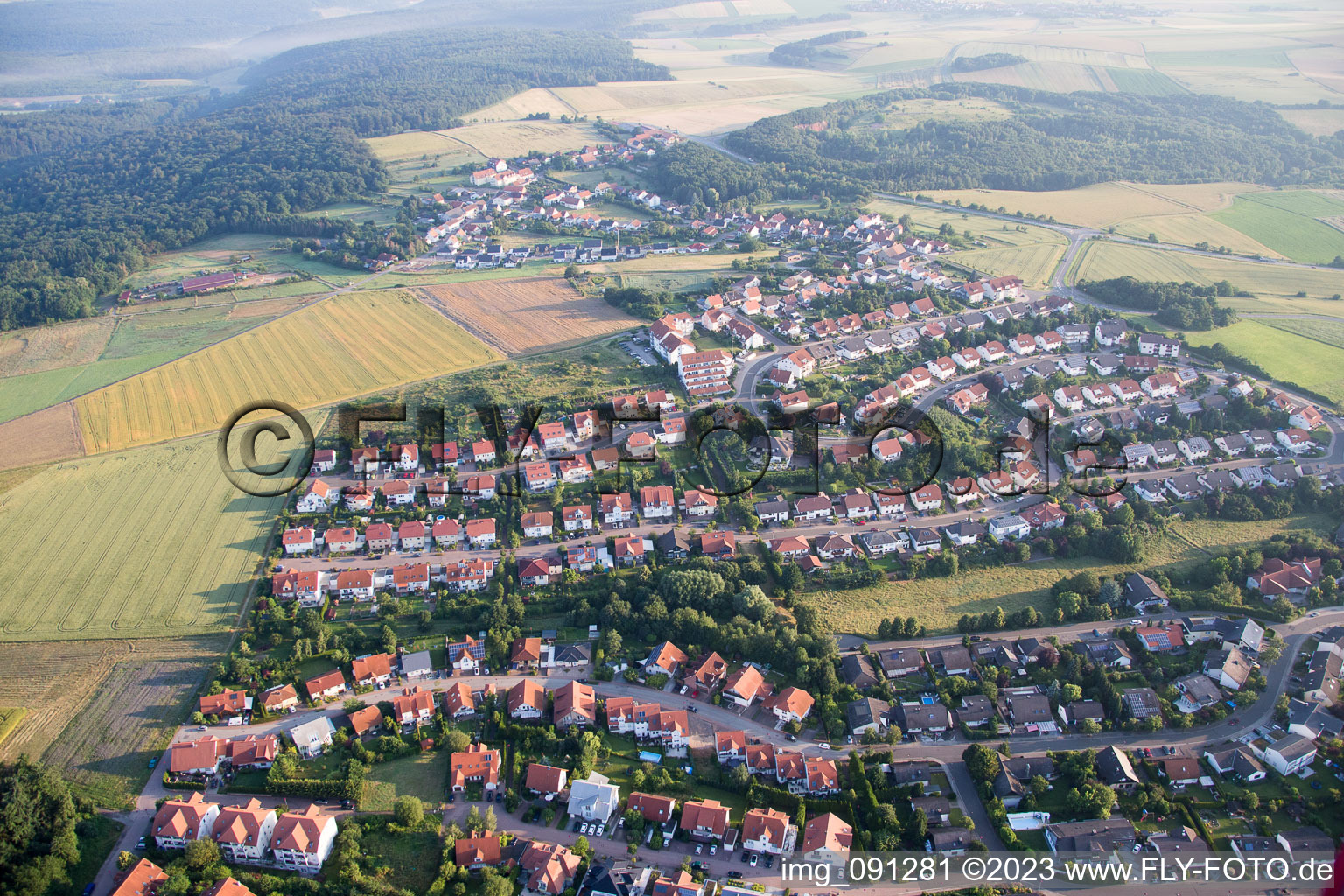 Aerial view of Haide in the state Rhineland-Palatinate, Germany