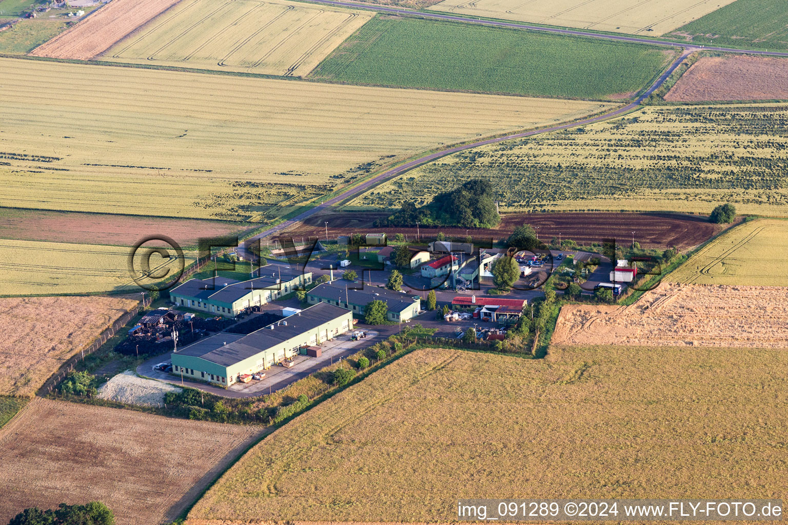 Farm on the edge of cultivated fields in Orbis in the state Rhineland-Palatinate, Germany