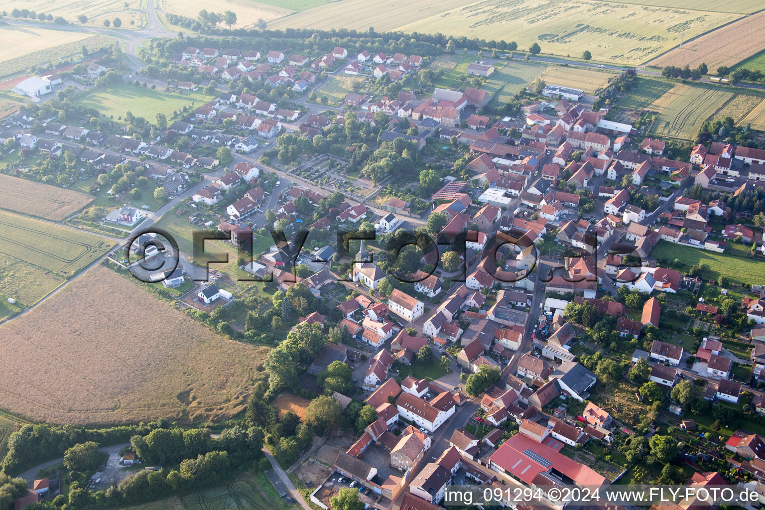 Aerial photograpy of Morschheim in the state Rhineland-Palatinate, Germany