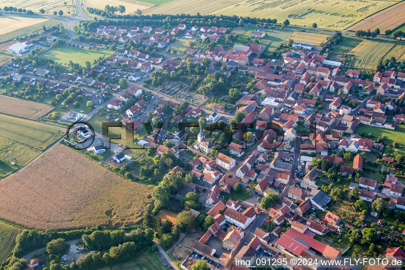 Oblique view of Morschheim in the state Rhineland-Palatinate, Germany