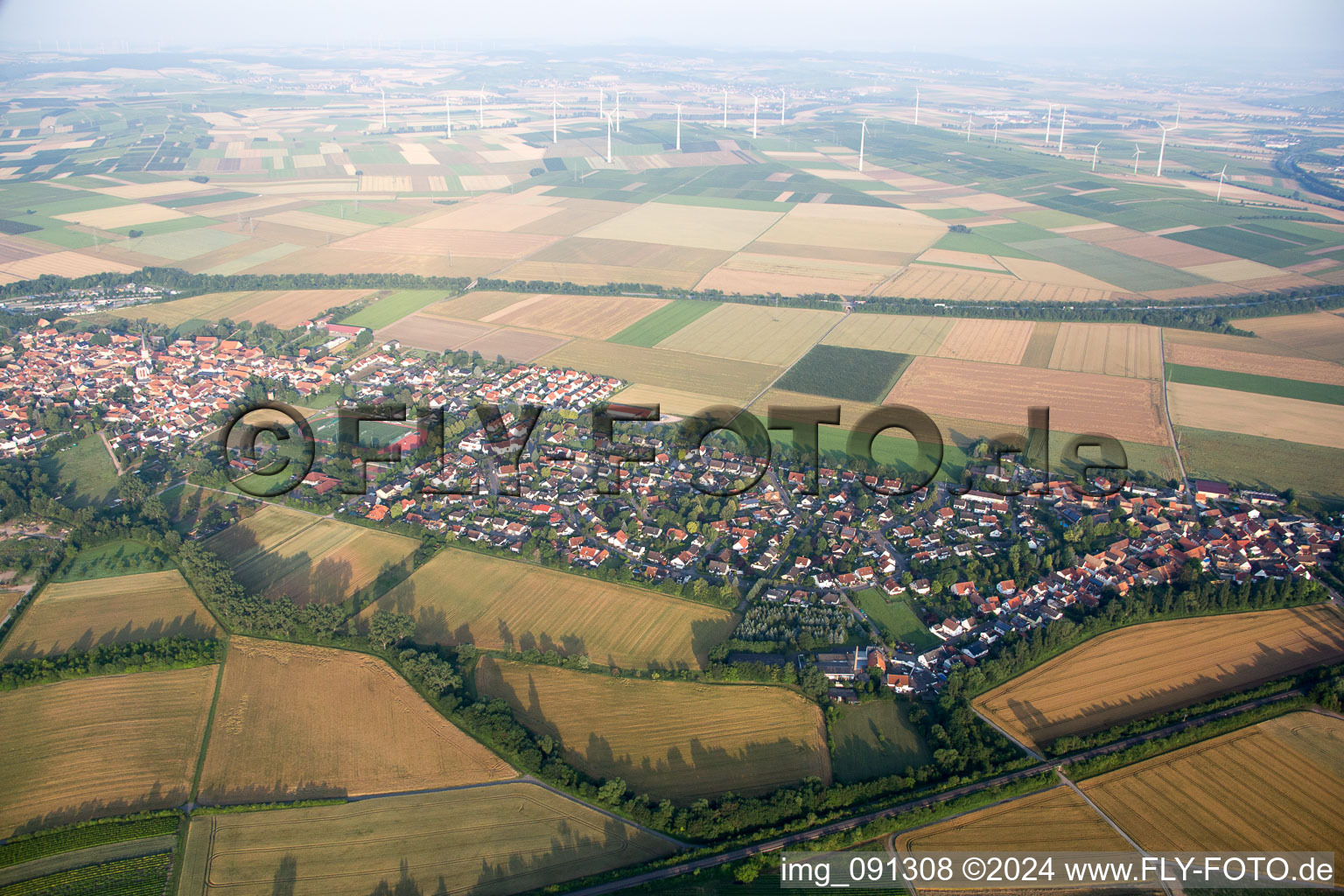 Armsheim in the state Rhineland-Palatinate, Germany from above