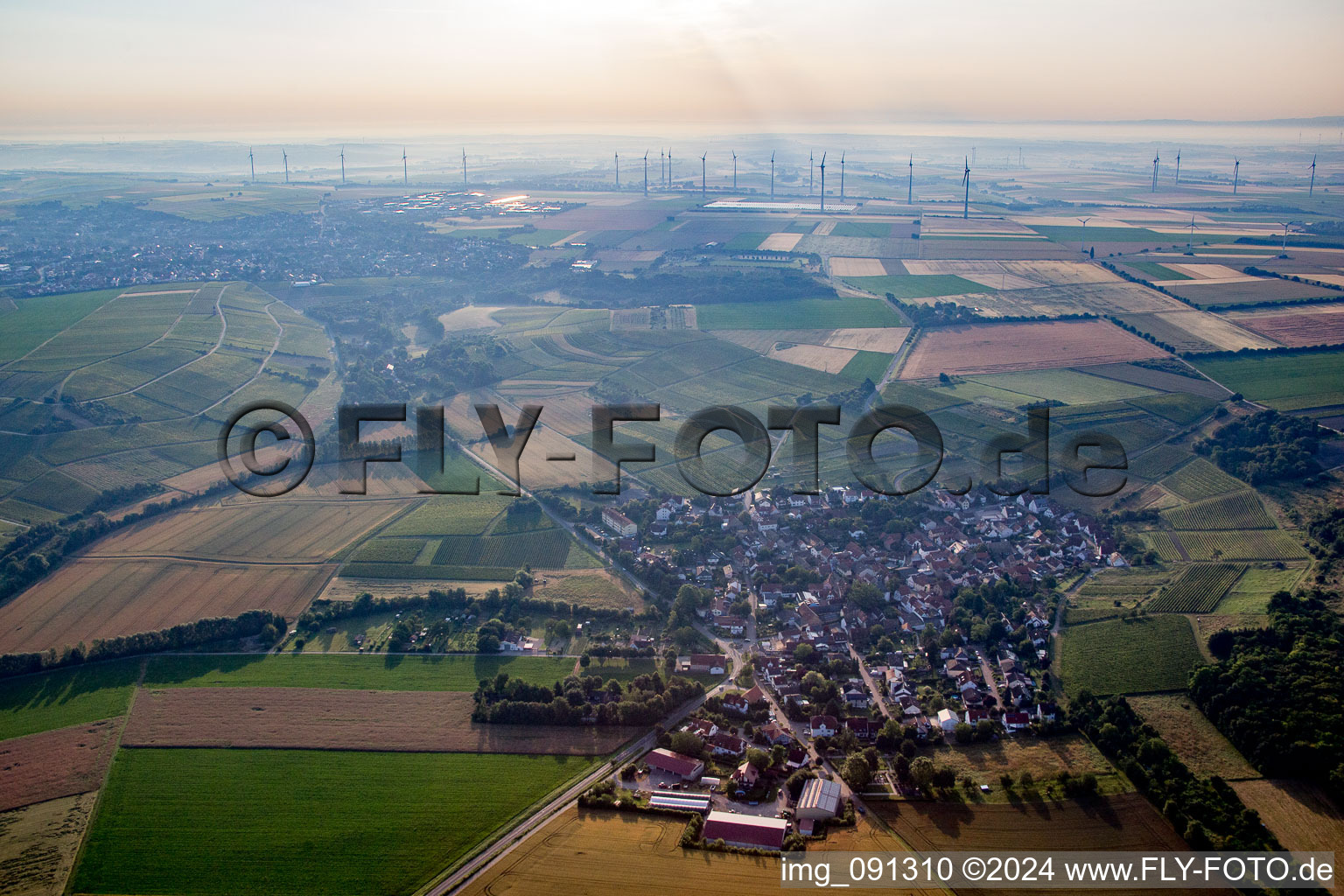 Aerial view of District Rommersheim in Wörrstadt in the state Rhineland-Palatinate, Germany