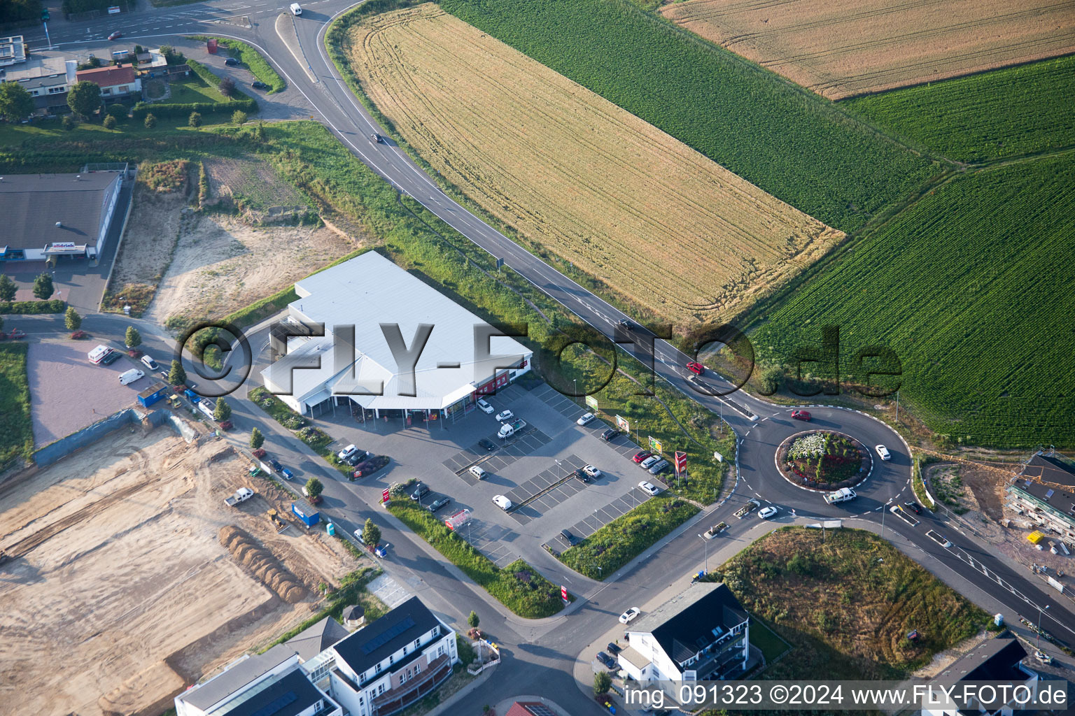 Aerial view of Saulheim in the state Rhineland-Palatinate, Germany