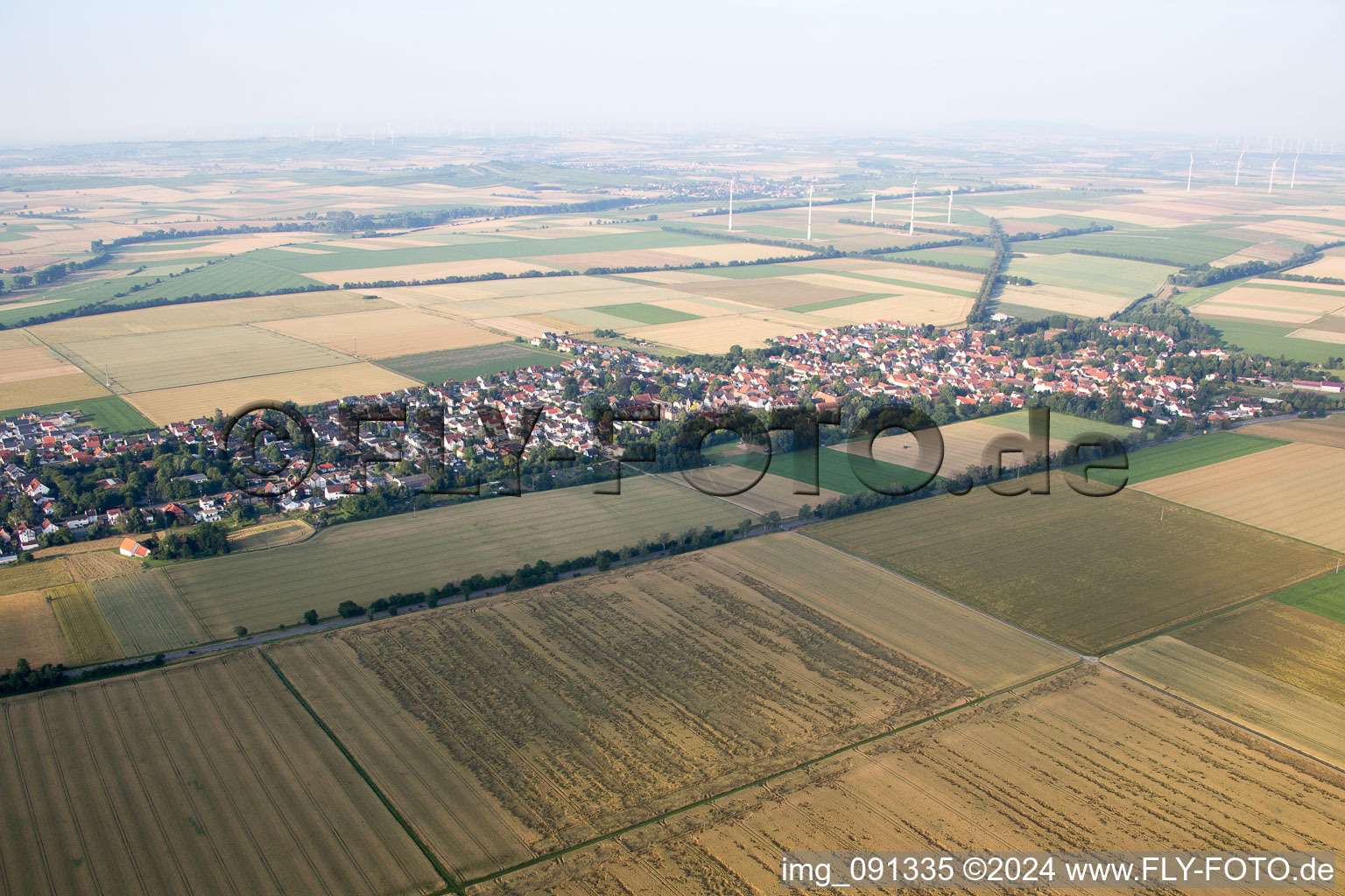 Undenheim in the state Rhineland-Palatinate, Germany from above