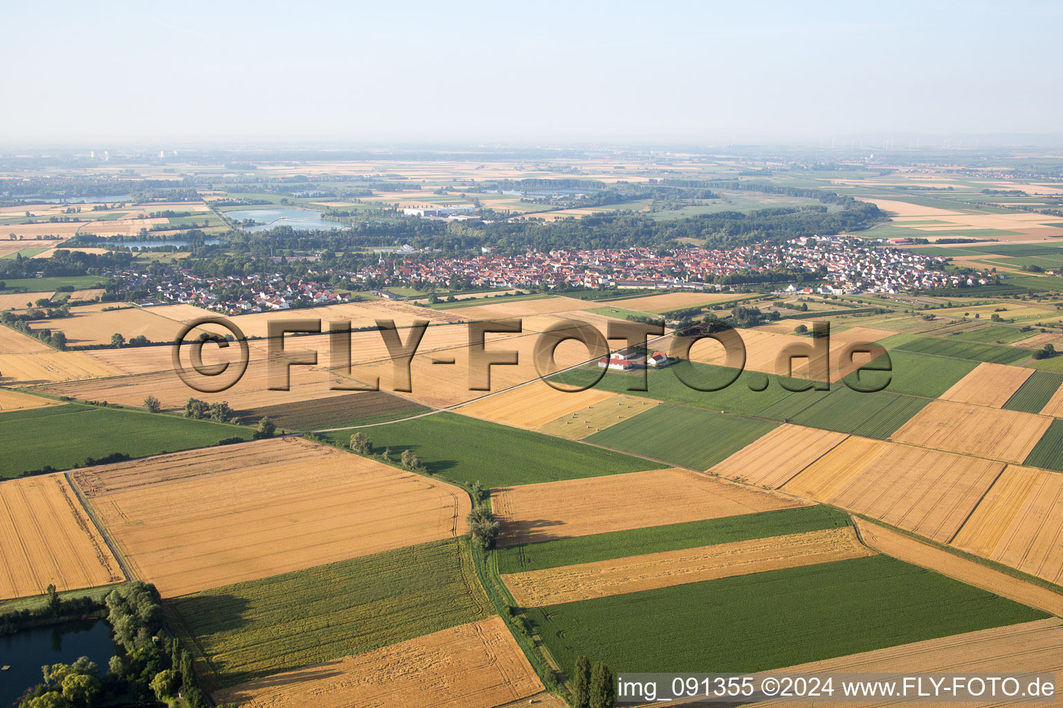 Gimbsheim in the state Rhineland-Palatinate, Germany seen from above