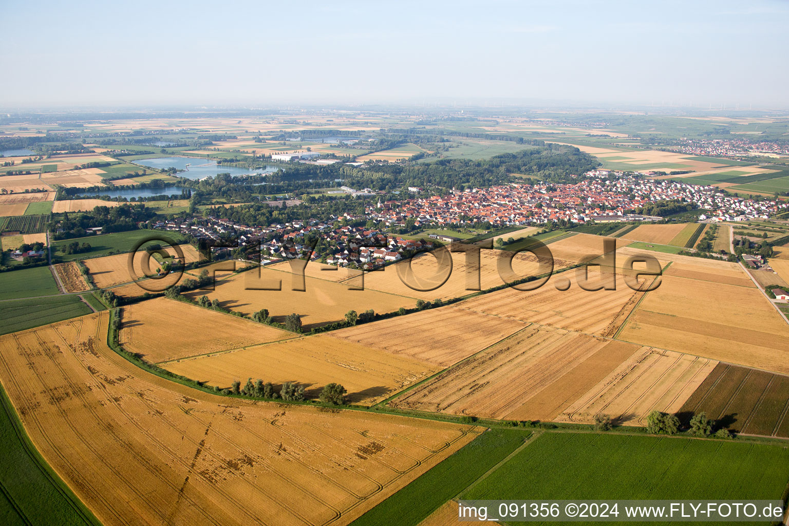 Gimbsheim in the state Rhineland-Palatinate, Germany from the plane