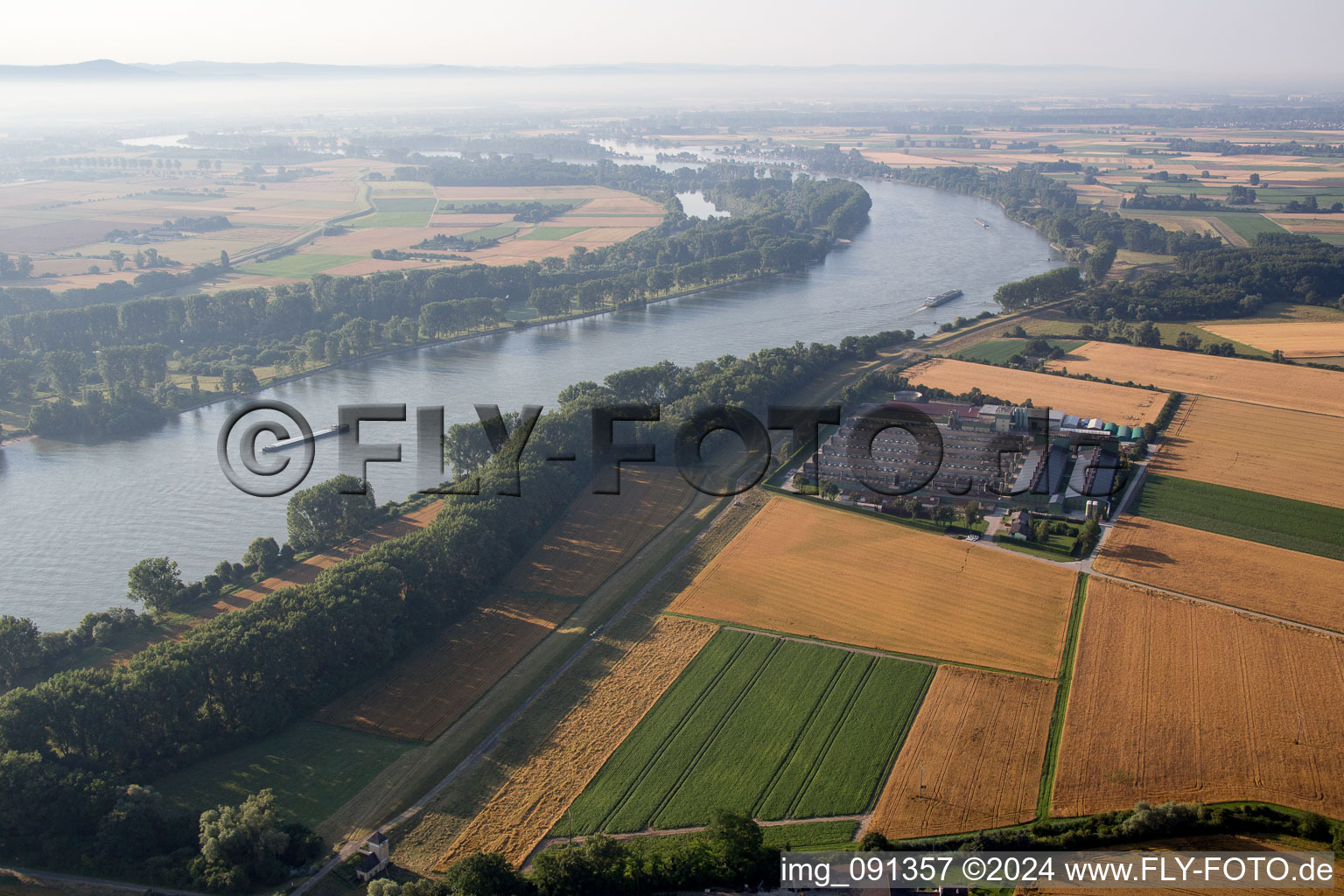 Bird's eye view of Gimbsheim in the state Rhineland-Palatinate, Germany