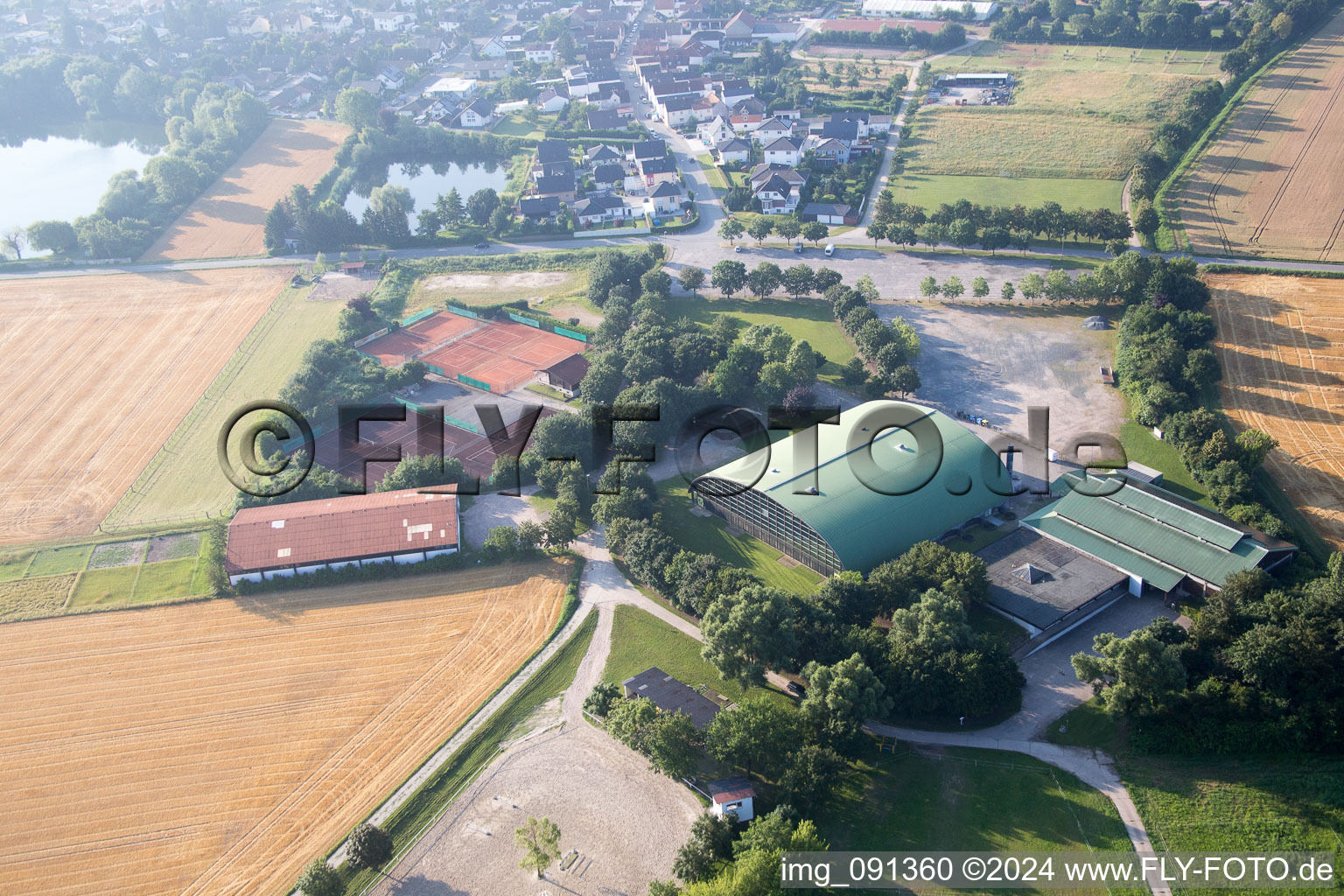 Biebesheim am Rhein in the state Hesse, Germany out of the air