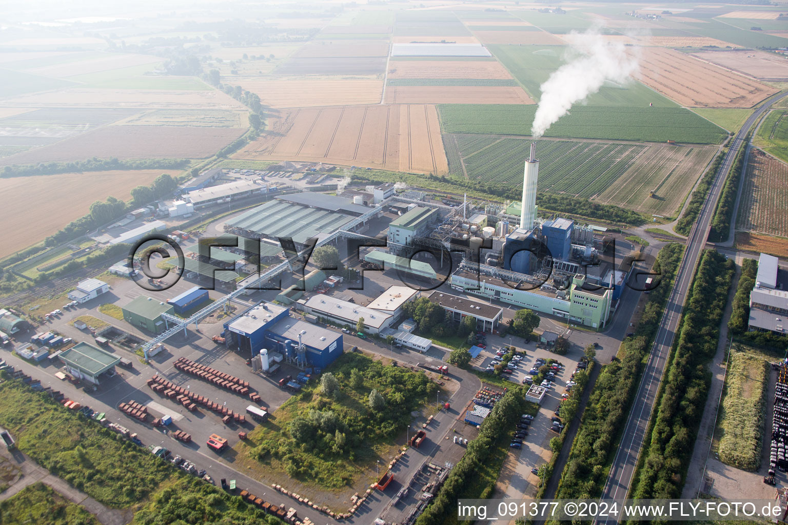 Biebesheim am Rhein in the state Hesse, Germany out of the air