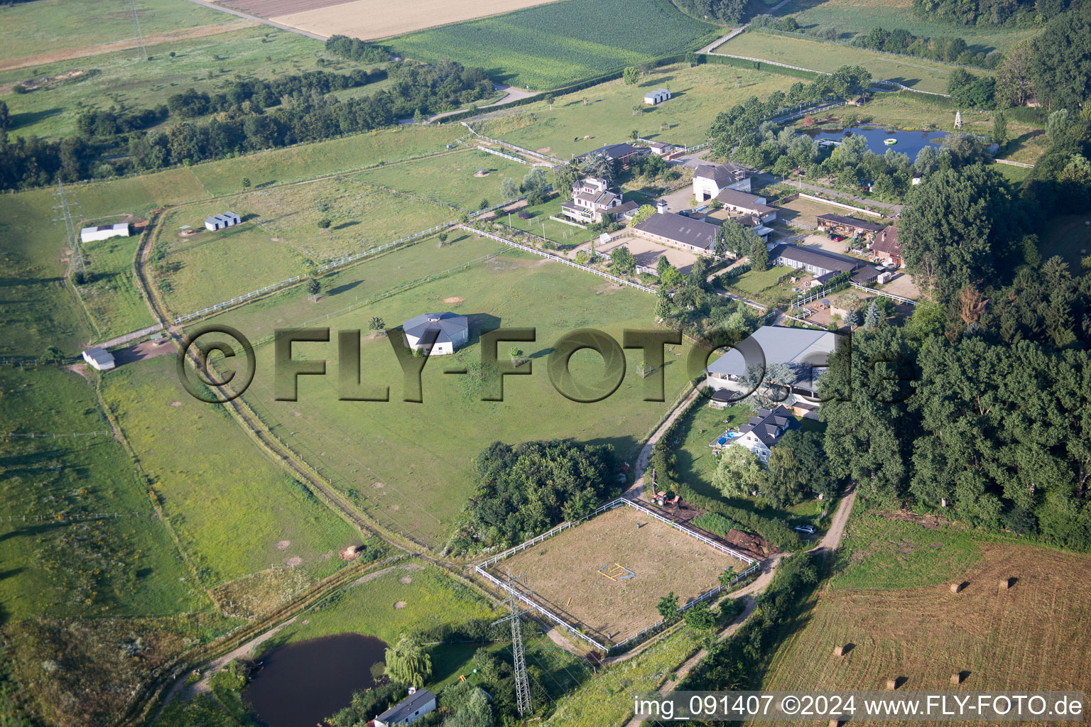 Aerial photograpy of Bickenbach in the state Hesse, Germany